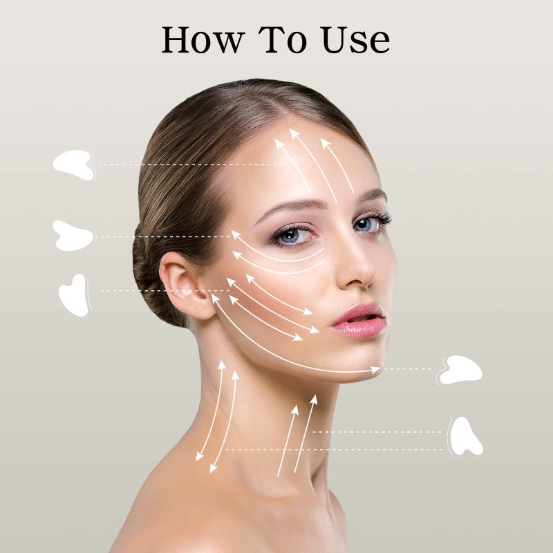 ROSENICE Gua Sha Facial Tools Guasha Tool Gua Sha Jade Stone Manual Massage Sticks for Jawline Sculpting and Puffiness Reducing for Face Body Tensions Reduce Festive Gifts - Image 4